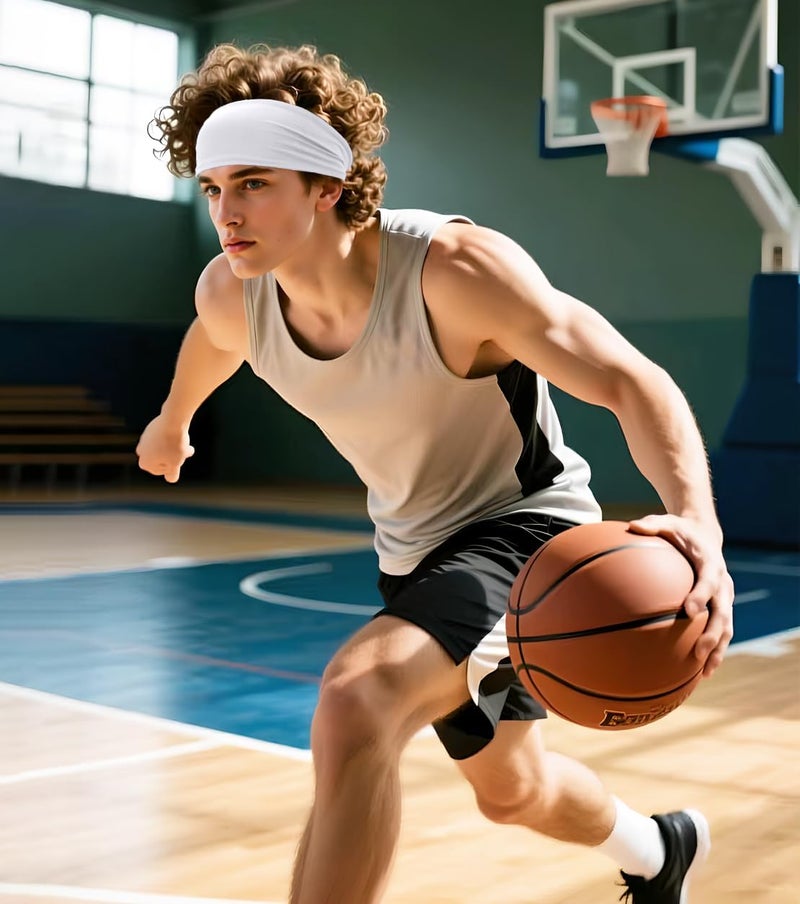 SRLLBBY 4 PCS Double-Layer Workout Headbands, Stretchy Sports Sweatband for Men and Womem, Sweat Wicking Hairbands for Running - Image 2